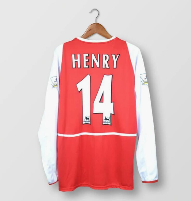 2002-04 Arsenal Retro Long Sleeve Home Kit Soccer Jersey Henry #14